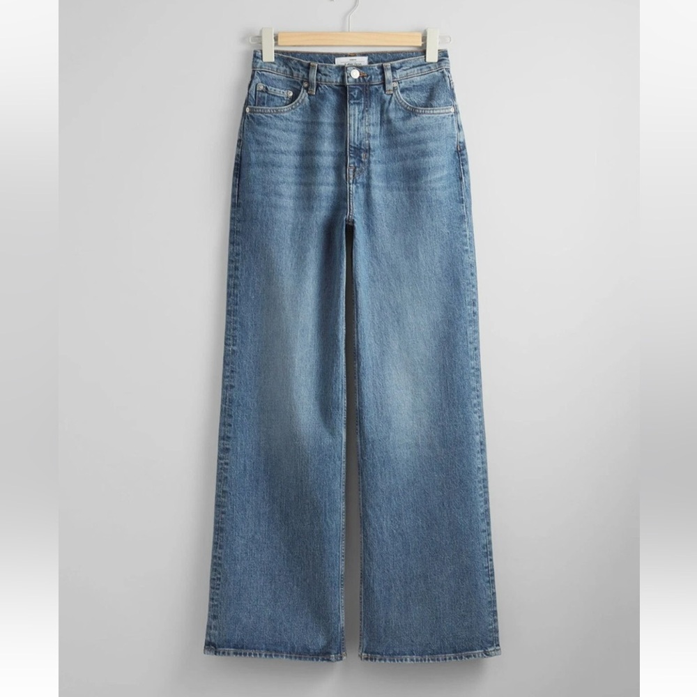 Rebecca Minkoff Blue Flare Wide Leg Jeans with Textured Denim